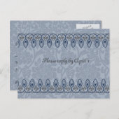 Blue Medieval Brocade RSVP Uitnodiging Briefkaart (Voorkant / Achterkant)