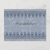 Blue Medieval Brocade RSVP Uitnodiging Briefkaart (Voorkant)