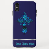 Blue Medieval Cross iPhone XS Max Hoesje (Achterkant)