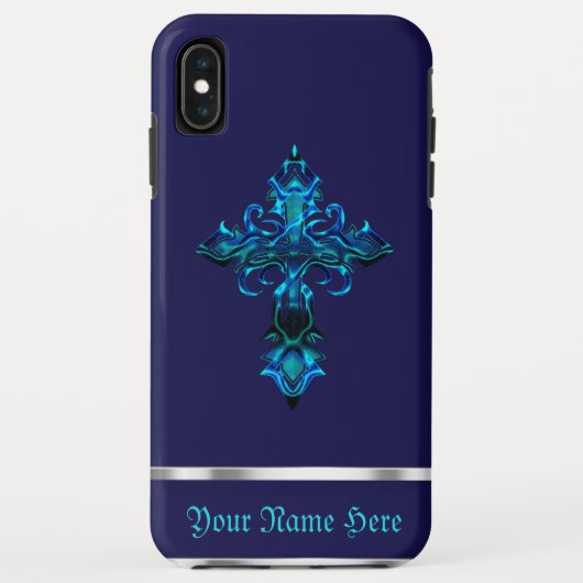 Blue Medieval Cross iPhone XS Max Hoesje (Achterkant)