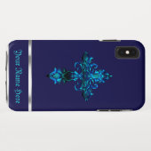 Blue Medieval Cross iPhone XS Max Hoesje (Achterkant (horizontaal))