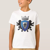 Blue Medieval Lion Heraldry Boy Ringer T-Shirt