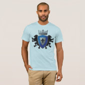 Blue Medieval Lion Heraldry Mannen Amer. Apparel T T-shirt (Voorkant volledig)