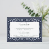 Blue Medieval Sword Wedding RSVP Enclosure Kaart (Staand voorkant)