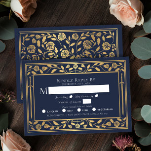 Blue Medieval Sword Wedding RSVP Enclosure Kaart