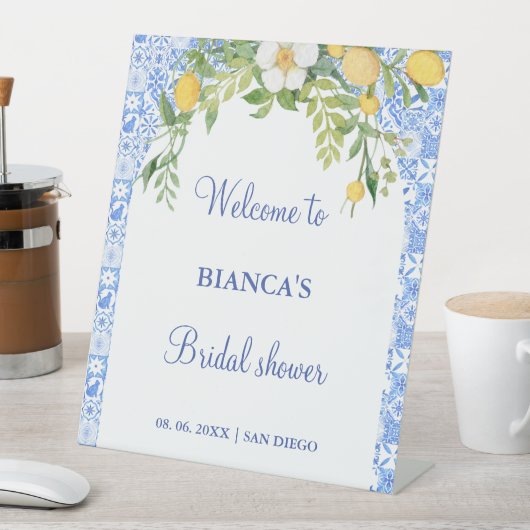 Blue Meditarrean tegel Arch welkom vrijgezellenfee Reclamebord Met Voetstuk (Insitu)