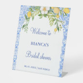 Blue Meditarrean tegel Arch welkom vrijgezellenfee Reclamebord Met Voetstuk (Voorkant)