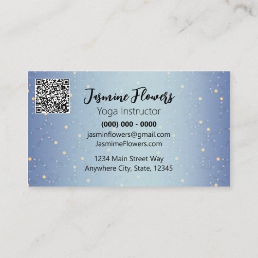Blue Meditation Yoga Pose Instructor Visitekaartje (Achterkant)