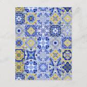 Blue mediterraanse tegel & citrus Trouwdetails Informatiekaartje (Achterkant)