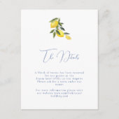 Blue mediterraanse tegel & citrus Trouwdetails Informatiekaartje (Voorkant)