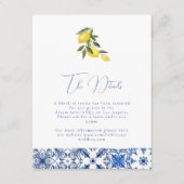 Blue mediterraanse tegel & citrus Trouwdetails Informatiekaartje (Voorkant)