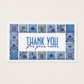 Blue mediterraanse tegels dank u kortingskaart visitekaartje (Voorkant)