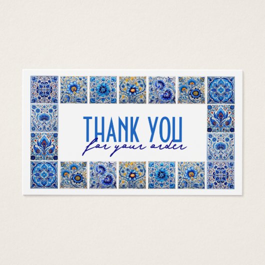 Blue mediterraanse tegels dank u kortingskaart visitekaartje (Voorkant)