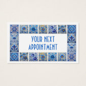 Blue mediterraanse tegels lijst afspraakkaart visitekaartje (Voorkant)