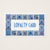 Blue mediterraanse tegels lijst loyaliteitskaart visitekaartje (Voorkant)