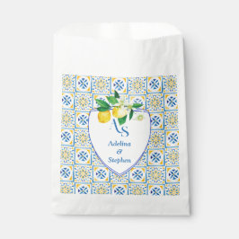 Blue Mediterrane Tegels Italië Crest Lemon Wedding Bedankzakje