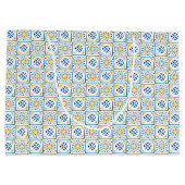 Blue Mediterrane Tegels Italië Crest Lemon Wedding Groot Cadeauzakje (Achterkant)