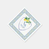 Blue Mediterrane Tegels Italië Crest Lemon Wedding Servet (Hoek)