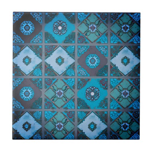 Blue Mediterranean Bloom Ceramic Tegel Tegeltje (Voorkant)