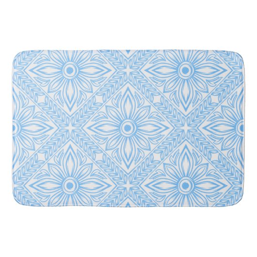 Blue Mediterranean Italian Tile Decorative Pattern Badmat (Voorkant)