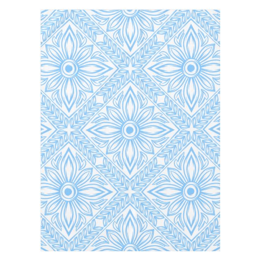Blue Mediterranean Italian Tile Decorative Pattern Tafelkleed (Voorkant)