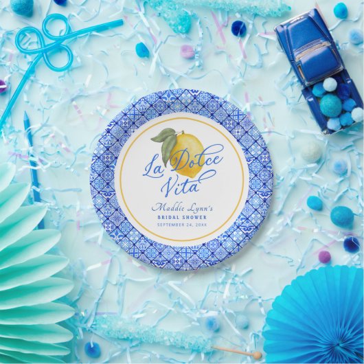 Blue Mediterranean La Dolce Vita Vrijgezellenfeest Papieren Bordje (Feest)