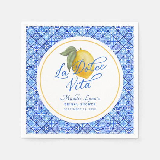 Blue Mediterranean La Dolce Vita Vrijgezellenfeest Servet (Voorkant)