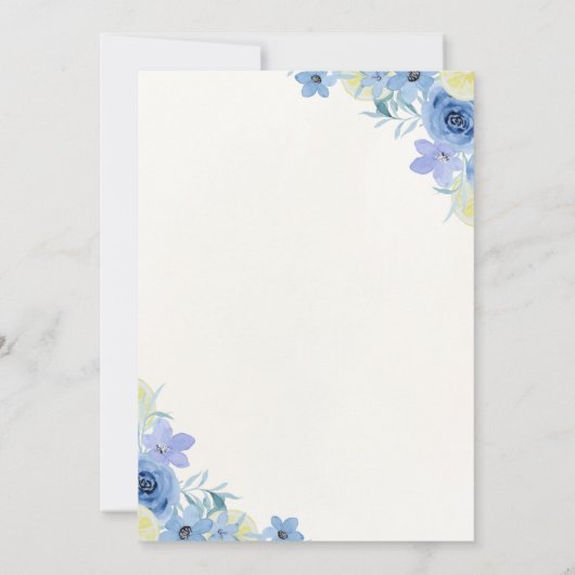 Blue Mediterranean Lemon Bridal shower Kaart (Achterkant)