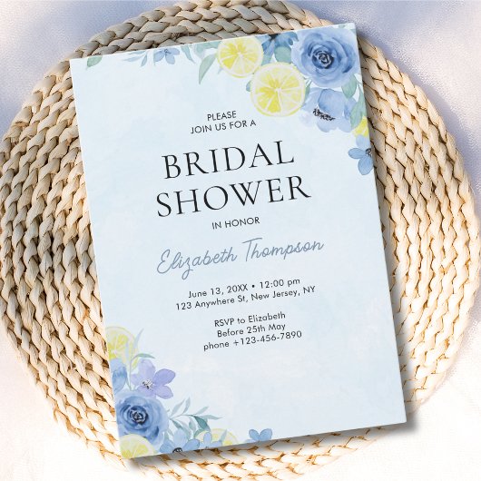Blue Mediterranean Lemon Bridal shower Kaart