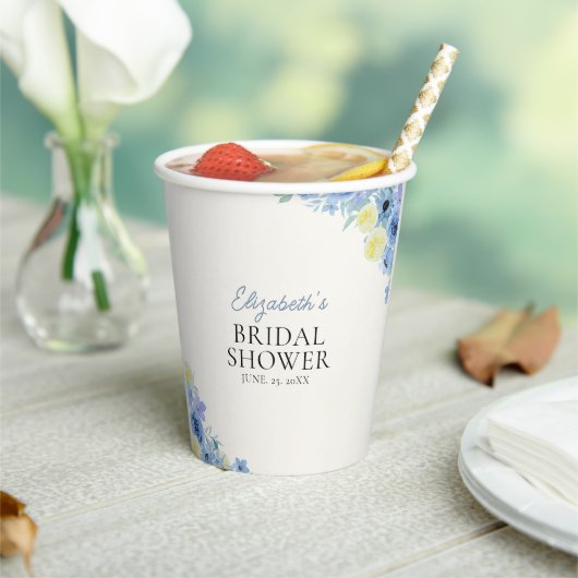 Blue Mediterranean Lemon Bridal shower Papieren Bekers (Insitu)