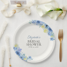 Blue Mediterranean Lemon Bridal shower Papieren Bordje