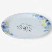 Blue Mediterranean Lemon Bridal shower Papieren Bordje (Gekanteld)