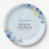 Blue Mediterranean Lemon Bridal shower Papieren Bordje (Voorkant)