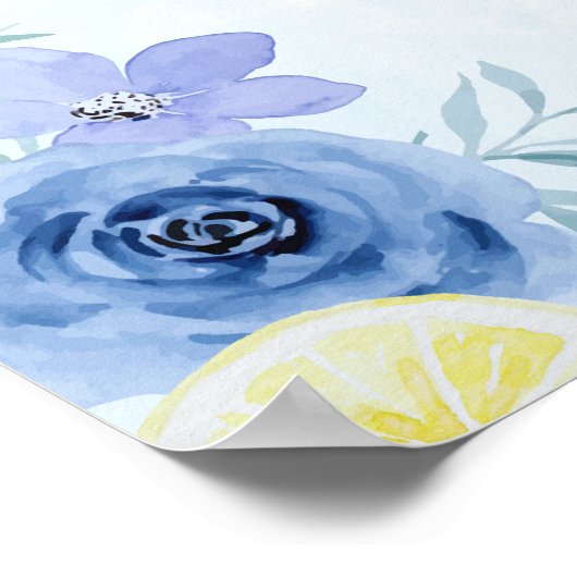 Blue Mediterranean Lemon Bridal shower Poster (Hoek)