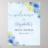 Blue Mediterranean Lemon Bridal shower Poster (Voorkant)