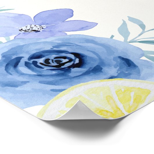 Blue Mediterranean Lemon Bridal shower Poster (Hoek)