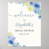 Blue Mediterranean Lemon Bridal shower Poster (Voorkant)