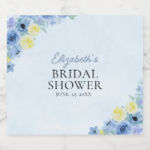 Blue Mediterranean Lemon Bridal shower Sparkling Wijnetiket (Enkel label)