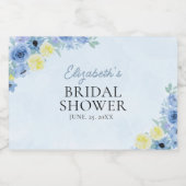 Blue Mediterranean Lemon Bridal shower Sparkling Wijnetiket (Enkel label)