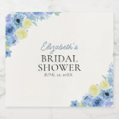 Blue Mediterranean Lemon Bridal shower Sparkling Wijnetiket (Enkel label)