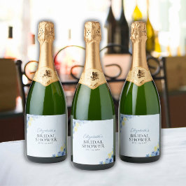 Blue Mediterranean Lemon Bridal shower Sparkling Wijnetiket