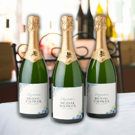 Blue Mediterranean Lemon Bridal shower Sparkling Wijnetiket