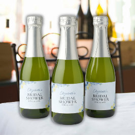 Blue Mediterranean Lemon Bridal shower Sparkling Wijnetiket