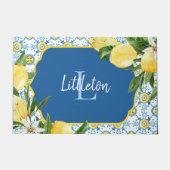 Blue Mediterranean Lemon Monogram Custom New Home Deurmat (Voorkant)