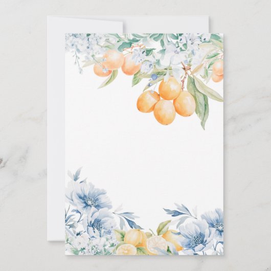 Blue Mediterranean Lemon Tea Party Vrijgezellenfee Kaart (Achterkant)