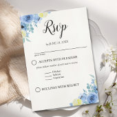 Blue Mediterranean Lemon Wedding RSVP Kaartje