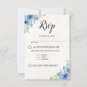 Blue Mediterranean Lemon Wedding RSVP Kaartje (Voorkant)