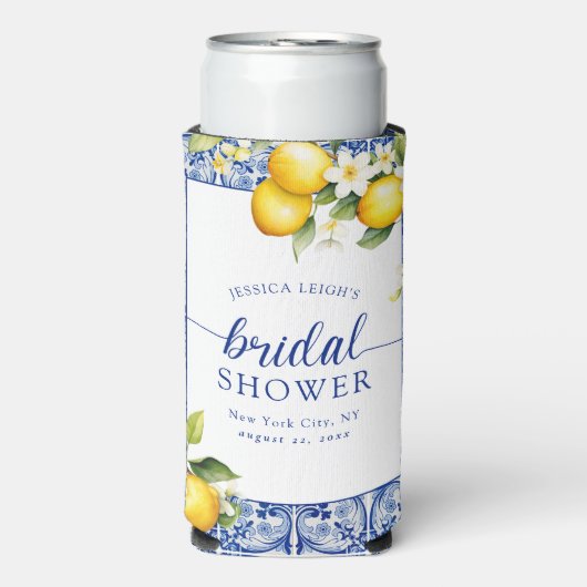 Blue Mediterranean Lemons Vrijgezellenfeest Seltzer Blikjeskoeler (Seltzer Voorkant)
