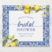 Blue Mediterranean Lemons Vrijgezellenfeest Sparkling Wijnetiket (Enkel label)