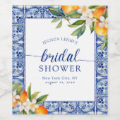 Blue Mediterranean Sinaasappels Vrijgezellenfeest Wijn Etiket (Enkel label)